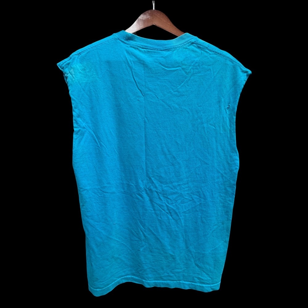 Famous Stars and Stripes Mens Sleeveless Muscle Tee Blue Graphic Tank Top Y2K - Picture 3 of 10